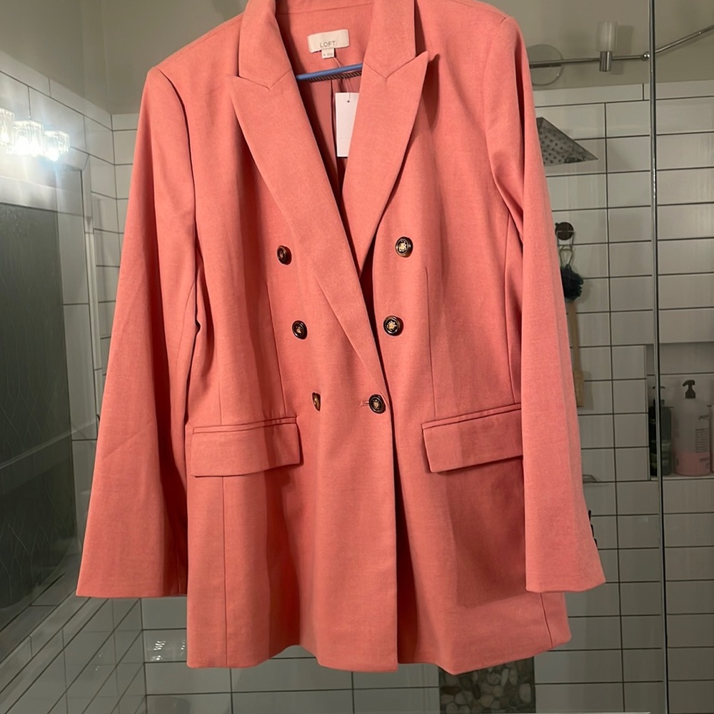 AnnTaylor Loft New with Tags pink double breasted blazer size 14